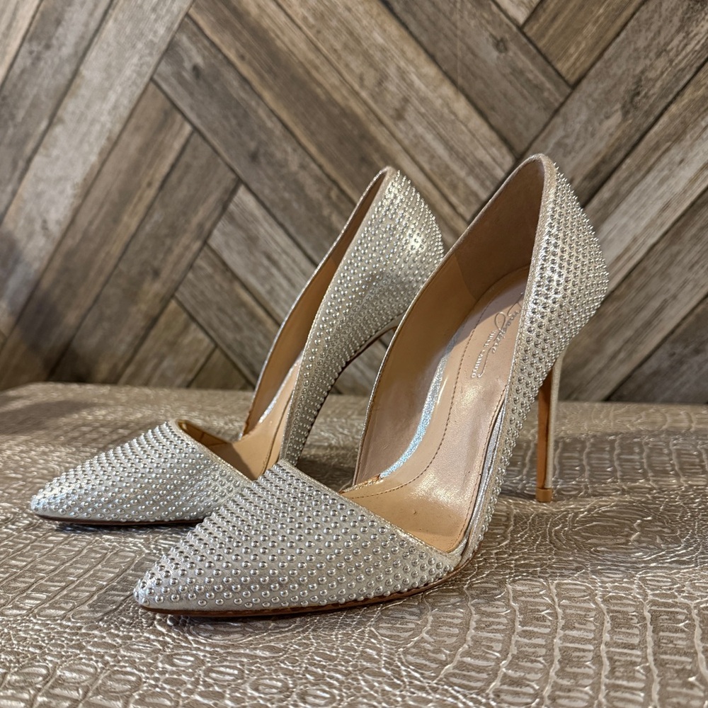 Silver studded heels